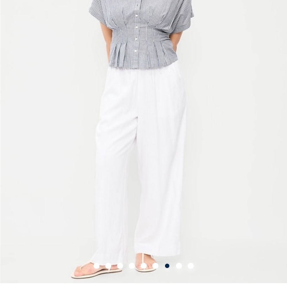 Old Navy Bright White Wide-Leg Linen pants